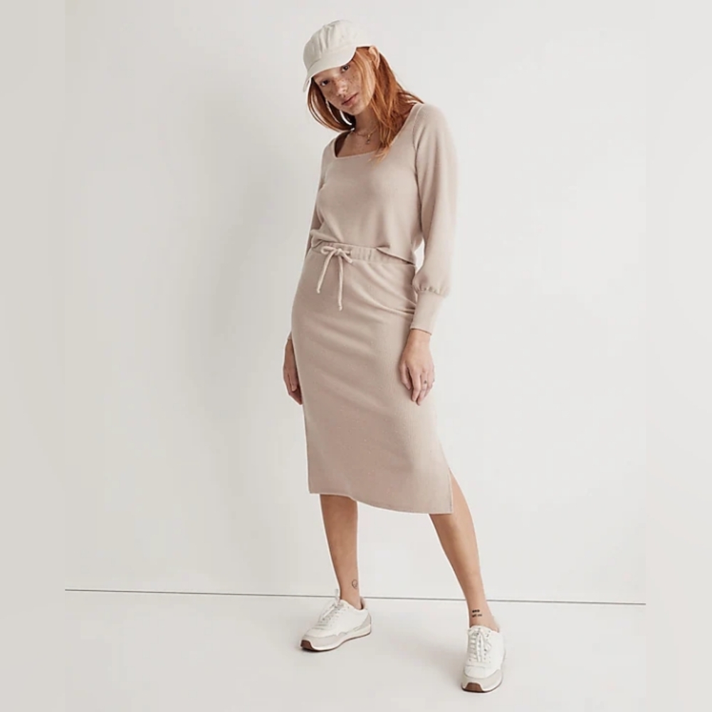 Madewell Ribbed Drawstring Midi Skirt - Picture 4 of 5